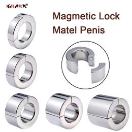 Metal Ball Stretcher Scrotum Pendant Restraint Ring Weight Penis Bondage Magmetic Lock Traning 5 Size for Men