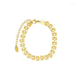 Link Chain Stainless Steel Simple Design Hip Hop Geometric Card Bracelet Plated Gold For Women Luxury Jewellery Pulseira Feminina Trum22