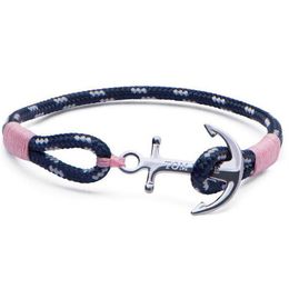 hope charm bracelet Canada - Tom Hope Charm Bracelets Navigation Rope Bracelets for Men Pink Rope Handcraft Bracelet Vintage Charm Bracelets Christmas Gift285z