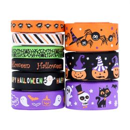 Halloween Ribbon Set Festive Gift Box Craft Tools Decorated Ribbon Pumpkin Spider 5 Yards Per Roll 9 Rolls Pack 1222650