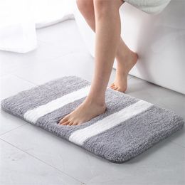 Inyahome Gray Bathroom Rugs Non Slip Mat Super Absorbent Floor Rug Microfiber Thick Plush Fluffy Carpet Machine Wash 220504