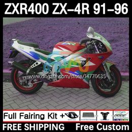 Fairings Kit For KAWASAKI NINJA ZX4R 400CC ZXR-400 1991 1992 1993 94 95 96 Body 12DH.80 ZXR 400 CC ZX-4R ZX 4R Cowling ZXR400 91 92 93 1994 1995 1996 Bodywork white red