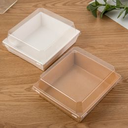 Oilproof Packaging Box Plastic Roll Cake Box White Baking Boxes Dessert Fruits Display Food Storage