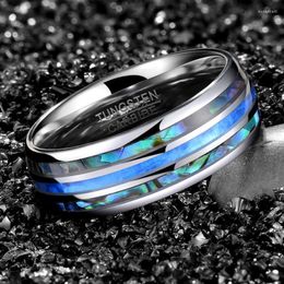 Wedding Rings TIGRADE 8mm Luxury Tungsten Carbide Ring Man Blue Opal Inlay Men Women Engagement Bague Homme Anillo Hombre Size15