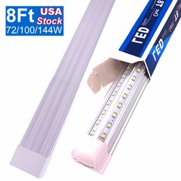 8Ft LED Lights for the Shop, 8 Feet 96 in Cooler Door Freezer LEDS Tubes Fixture ,Super Bright White V Shape Fluorescent Clear Cover Linkable Surface Mount Light OEMLED