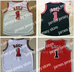 New 2021 Vintage Retro Basketball 33 Scottie 91 Dennis Pippen Rodman Jerseys Cheap Derrick Black 1 Rose Jerseys Black Red Stripe White Shorts