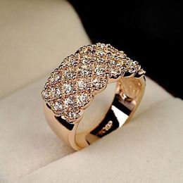 Wedding Rings Wide Finger For Women With Shiny Cubic Zirconia Rose Gold Colour Crystals Engagement Female AnelWeddingWedding