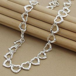 Chains Silver Color Necklace Fashion Full Small Heart Charm Necklaces Beautiful Jewelry Women Female Birthday GiftChains Heal22