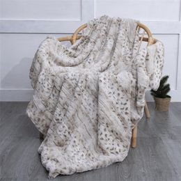 Fluffy Leopard Print Double Cover The Bed Sleeping Home Textile Microfiber Thick Fleece Sofa Blanket 201113