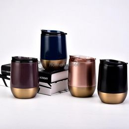 New Sublimation Wine Tumblers Egg Shaped Beer Mugs with Lids Double Wall Stainless Steel Insulated Vaccum Cup AA