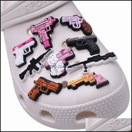 Shoe Parts Accessories Shoes 100Pcs Guns JIBITZ Charms Clog Decoration Buckle Charm Pins Buttons Drop D Dhufw