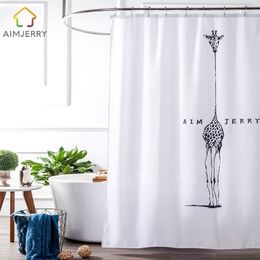 Aimjerry White and Black fabric Custom Bathtub Bathroom Products Shower Curtain Liner With 12 Waterproof Mildewproof Y200108