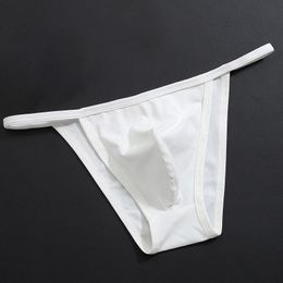 Underpants Seamless Briefs Men Sexy Breathable Stretch Low Waist Underwear Ice Silk Viscose Fork Bags Male Bikini ThongUnderpants