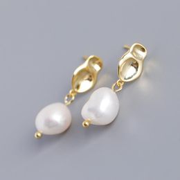 Legamio il lampadario minimalista 925 Sterling Silver barocchi perle per perle Orecchini 18k Gold INS Designer INS Gioielli per le donne 2022 Trendin