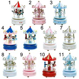 Decorative Objects & Figurines Romantic Carousel Horse Music Box Toy Artistic Wooden Boxes DIN889