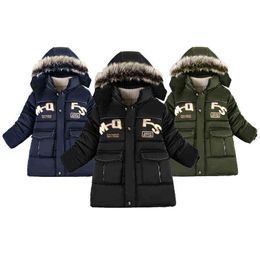 5 6 8 10 Year Winter Boys Jacket Warm Fur Collar Princess Girls Jacket Hood Zipper Fashion Outerwear Birthday Gift kids Clothing J220718