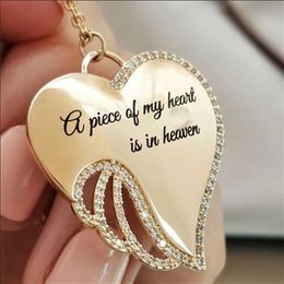 Pendant Necklaces Exquisite Fashion Women's Love Angel Wing Diamond Letter Necklace Couple Engagement Anniversary Gift NecklacePendant