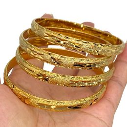 Bangle 4pcs Dubai Fashion Bracelets Jewellery Gold Colour Ethiopian Bangles For Women Africa Arab Items Wholesale Wedding GiftBangle