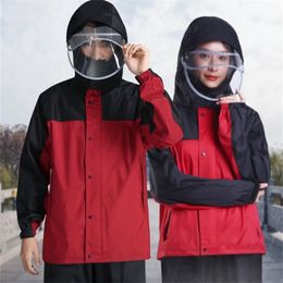 Motorcycle Rain Jacket Poncho Table Size Raincoat Rain Pants Suit Waterproof Large Size Fishing Suit Rainwear Man and Woman 201016