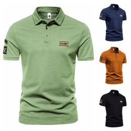 Men s Outdoor Military Style US style Short sleeved Lapel T shirt Casual Button 220623