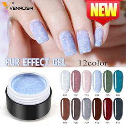 NXY Nail Gel Fur Polish 5ml Soak Off Led Uv Color Lacquer Pearl Shell Semi Permanent Glitter Effect Painting 0328