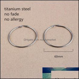 60Mm Titanium 316L Stainless Steel Circle Hoop Earrings Vacuum Plating No Fade Anti-Allergy Drop Delivery 2021 Hie Jewellery W734D