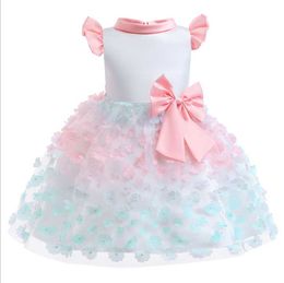 2022 Summer Girls Dress Princess Bow Flower Kids Wedding Dresses For Girls Clothes Baby Birthday Party Costume Children Clothing