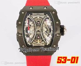 Pablo Donough TPT Forged Skeleton Dial Automatic Mens Watch Carbon Fibre Titanium Case Black Inner Red Nylon Strap Sapphire Watches Super Edition Puretime01 5301b2