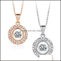 Pendant Necklaces Sier Necklace Crystals For Women Wedding Jewellery Valentines Day Gifts Rose Gold Drop Baby Dhvcf