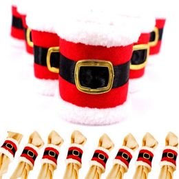 Navidad santa claus cinturón hebilla de servilleta anillos de banquete de boda decoración de servilletas de servilleta decoraciones de mesa decoraciones de mesa