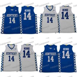 CeoThr NCAA Kentucky Wildcats 2020 Basketball 14 Tyler Herro Basketball Jerseys For Mens Womens Youth College Jersey White Blue