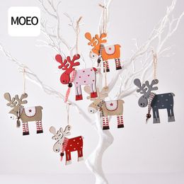 New Christmas tree wooden elk decoration manufacturers supply all kinds of explosive products creative color deer pendant