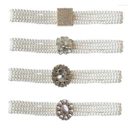 Belts Rhinestone Cinch Belt Stretchy Dresses Elastic Waistband Waist Beaded Pearl Decorative Women SashesBelts