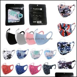 Camouflage Face Mask Washable Adt Designer Dust Pm2.5 Respirator Reusable Silk Cotton Masks Boutique Retail Packaging Drop Delivery 2021 Hou