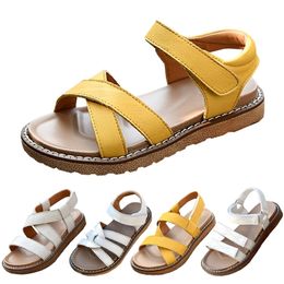 Genuine Leather Real Girl Sandals Gladiator Roman Summer Children Beach Shoes Water Shoes Trend Kids Sandals Soft Fashion 220527
