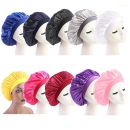 58cm Adjust Solid Satin Bonnet Hair Styling Cap Long Care Women Night Sleep Hat Silk Head Wrap Shower Tool Beanie/Skull Caps Oliv22