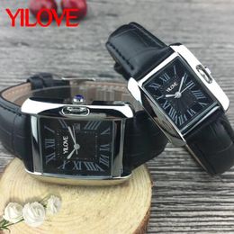 Couple Classic Design Watch Rectangular Stainless Steel Case Waterproof Clock 32/27mm Quartz Movement Sports Men's And Women's Wristwatch