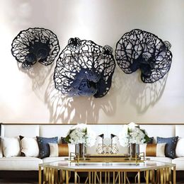 Wall Stickers European Wrought Iron Blue Leaf Mural Decoration El Porch Hanging Crafts Home Livingroom Sticker Ornaments Art