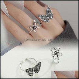 Band Rings Jewelry 925 Sterling Open Butterfly Hollow Cool Punk Vintage Retro Birthday Gifts Accessories Drop Delivery 2021 Lex69