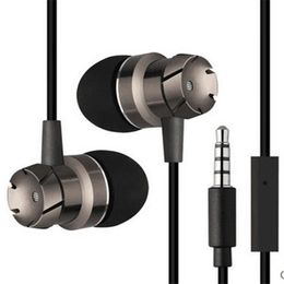 worm gears UK - Metal worm gear bass in-ear earphones with mic super bass headset for mobile phone PC laptops PAD343a