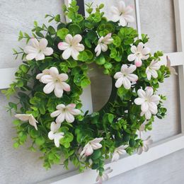 Decorative Flowers & Wreaths Spring Simulation Grass Ring Door Decoration Artificial Wreath Plastic Model 30CM Silk Cloth Fake GarlandDecora