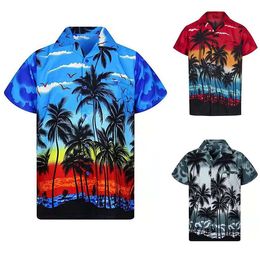 Men's Polos Coconut Tree 3D Printed Customised Breathable Hawaii Shirts Youth Couples Beach Multi Colour Casual T ShirtMen's Men'sMen's