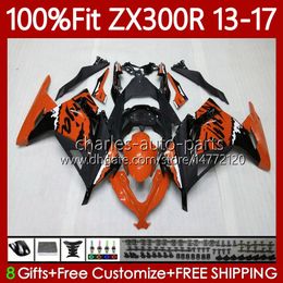 OEM Fairings For KAWASAKI NINJA EX ZX 3R 300 300R EX-300 ZX300 125No.165 ZX-3R ZX-300R ZX3R ZX300R 13 14 15 2016 2017 EX300R 2013 2014 2015 Orange black 16 17 Injection Body