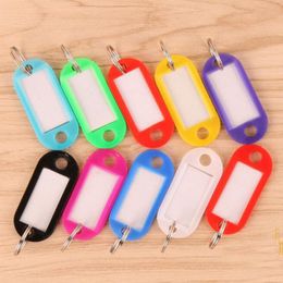 Keychains Wholesale 100Pcs Mix Colour Plastic Keychain Key Tags Id Label Name With Split Ring For Baggage Chains Rings