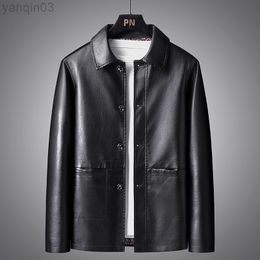 Luxury Pu Jackets Men Spring Autumn Leather Jacket Solid Colour Outfit Jacket Male Buttons Jacket Plus Size 5XL L220801