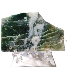 Decorative Objects & Figurines Green Crystal AGATE SLAB Geode Slice Mineral Healing Reiki Decoration With HolderDecorative DecorativeDecorat