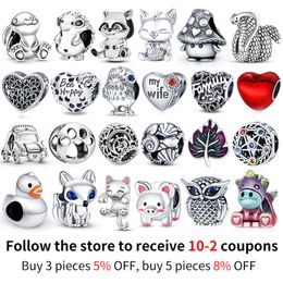 925 Sterling Silver Dangle Charm Animal Series Beads Bead Fit Pandora Charms Bracelet DIY Jewellery Accessories
