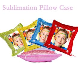 Sublimation Pillow Covers Blanks Button Pillows Case Cushion Covers with Straps 38*38cm Square Pillowcovers