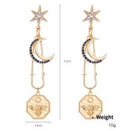 Long Dangle Earrings Women Girls Fashion Crystal Jewellery Pearl Tassel Design Drop Earring Vintage Gold Silver Plated Moon Stars Pnedants Earring Not Fade