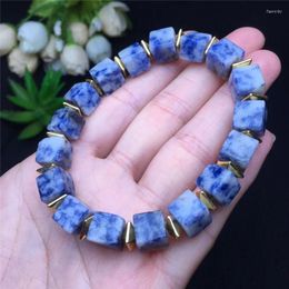 Beaded Strands Natural Crystal Blue Line Stone Sugar Bracelet Quartzite Cubes Shape For Women Simple Sweet Fshion Jewellery Fawn22